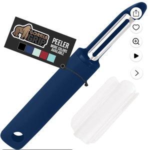 GORILLA GRIP Vegetable Peeler, Stainless Steel, Includes Blade Cover, Peels Potatoes Apples, Blue