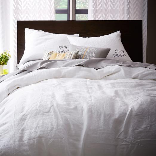Belgian Flax Linen Duvet Cover + Shams – White – Queen