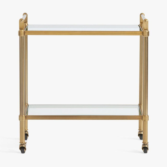 Everson Bar Cart, Antique Brass