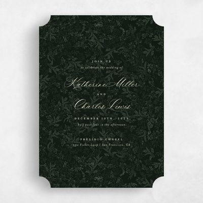 Green Ticket Wedding Invitation - Emma Portrait