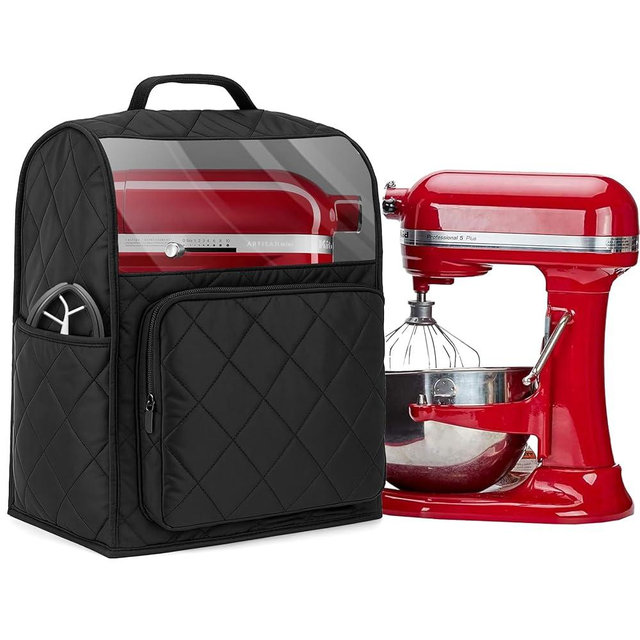 Stand Mixer Cover Compatible with KitchenAid 6/7/8 Quart Bowl Lift Mixers, Cotton Mixer Cover with Zipper Pocket for Kitchen Aid Accessories and Attachments