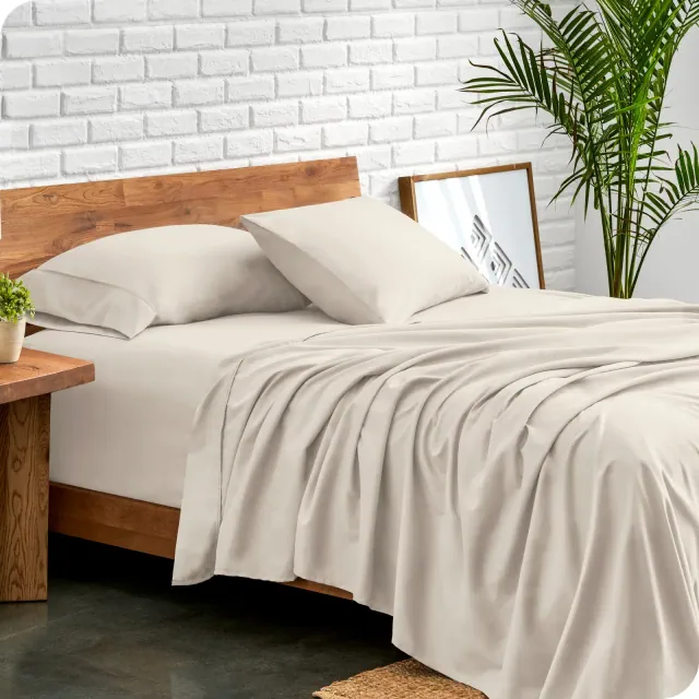 4 Piece Ultra-Soft Double Brushed Easy Care Sheet Set by Bare Home - California King, Wheat