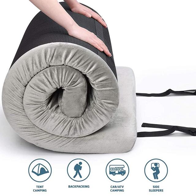 Willpo Certipur-US Memory Foam Camping Mattress【Single:75"x30"x2.75" Twin 75"x38"x2.75"】 Portable Sleeping Pad Floor Guest Bed Lightweight Outdoor Tent Mattress Removable Waterproof Cover Travel Bag