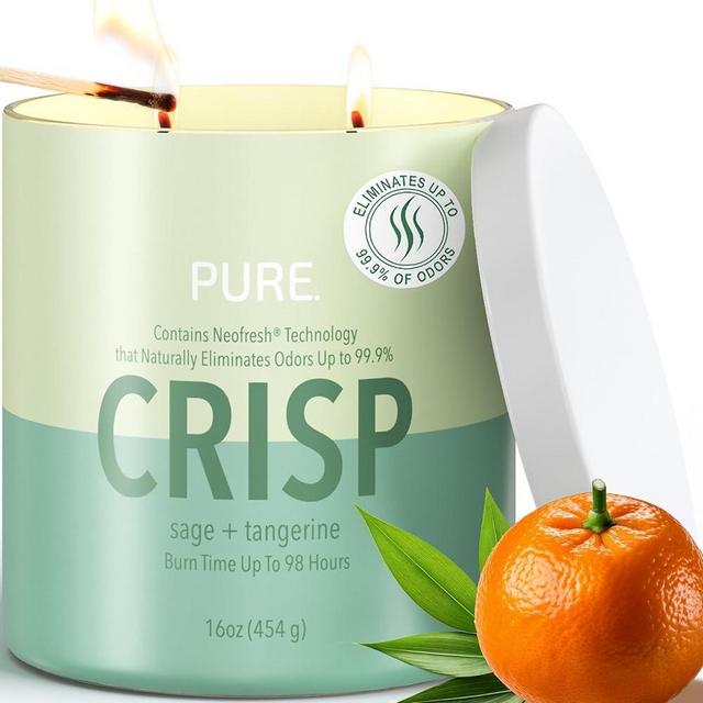 Candle-Lite Pure Sage & Tangerine Scented Candles, Odor Eliminating Neofresh Technology 99.9%, 16 oz 2-Wick Jar, 98 Hours Burn, Ideal Holiday Gift