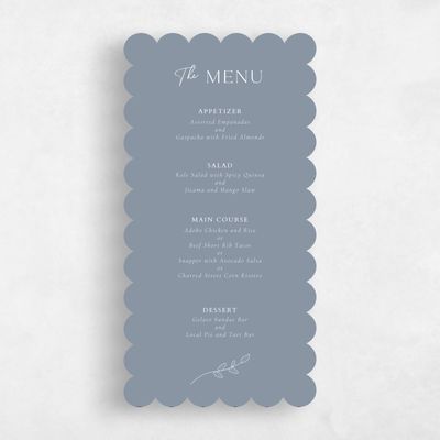 Blue Scalloped Wedding Menu - Oakbrook
