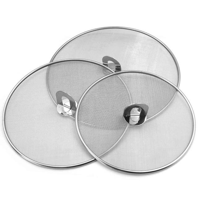 Splatter Screen for Cooking - Stainless Steel Grease Splatter Guard for Frying Pan, No Cooking Oil Mess No Burns, Ultra Fine Mesh Lids Set of 3(10", 11.5", 13")
