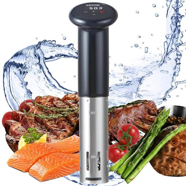 VEVOR Sous Vide Machine, 1200W Sous Vide Cooker, 30-95 °C Immersion Circulator, Temperature and Time Digital Display Control, IPX7 Waterproof, Fast Heating, Low Noise, Precision Cooking