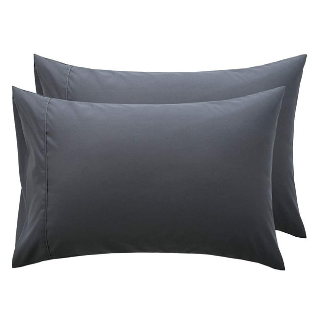 Bedsure Grey Pillowcase Set - Queen Size (20 x 30 inches) Bed Pillow Cover - Brushed Microfiber, Wrinkle, Fade & Stain Resistant - Envelop Closure Pillow Case Set of 2