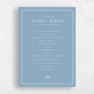 Dusty Blue Wedding Program - Mahogany