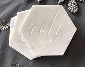 Personalized Marble Hexagon Coasters,...