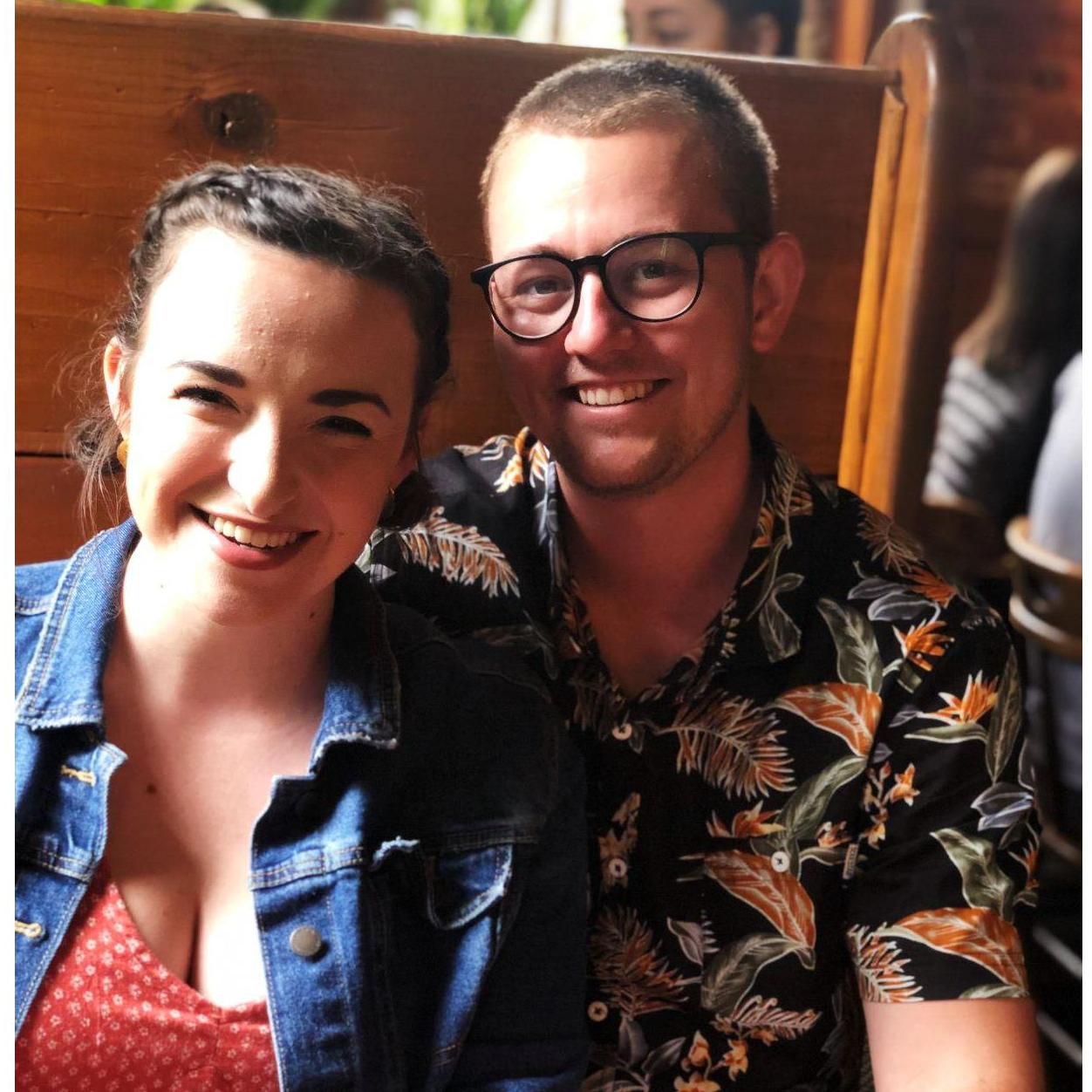 Enjoying lunch at the Edgefield in 2019 about 6 months before we would get engaged there!