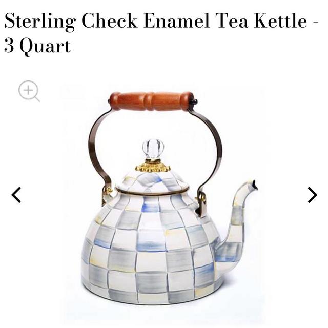 MacKenzie Childs 3 quart Sterling Check Enamel Tea Kettle