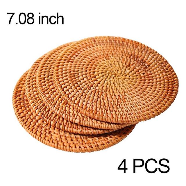 Woven Trivet for Hot Dishes-Insulated Hot Pads,4 Pcs Unique Present for Friends,Housewarming,Birthday,Living Room Decor,Holiday Party, (7.08" Round)