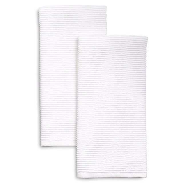 Sur La Table White Ribbed Kitchen Towels, Set of 2