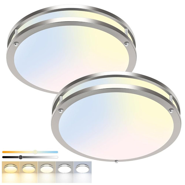 hepside 2 Pack Flush Mount Ceiling Light Fixture, Dimmable & 5CCT Ceiling Light Black, 10inch 15W 3000K 3500K 4000K 5000K 6500K Adjustable Ceiling Lamps for Kitchen Bathroom Bedroom Hallway