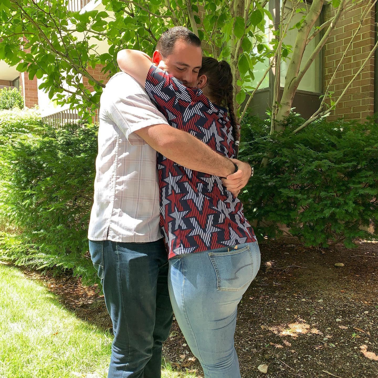 Same spot of our last hug before his mission exactly 2 years later.