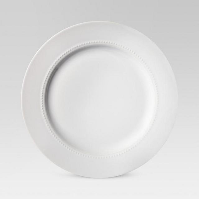 11" Porcelain Beaded Dinner Plate White - Threshold™