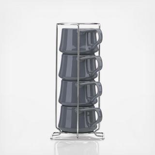 Kobenstyle Espresso Cups with Rack, Set of 4