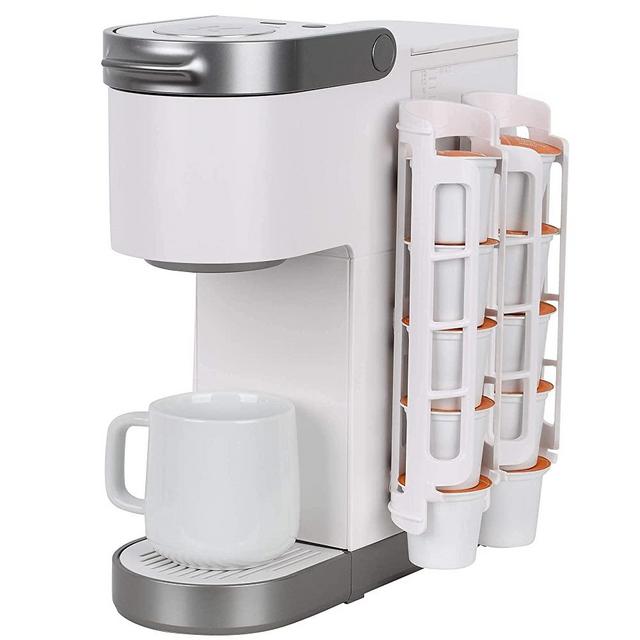 Coffee Pod Holder for Keurig K-cup, Side Mount K Cup Storage, Coffee Pod Organizer, Perfect for Small Counters (2 Pack| For 10 K-Cups, White)