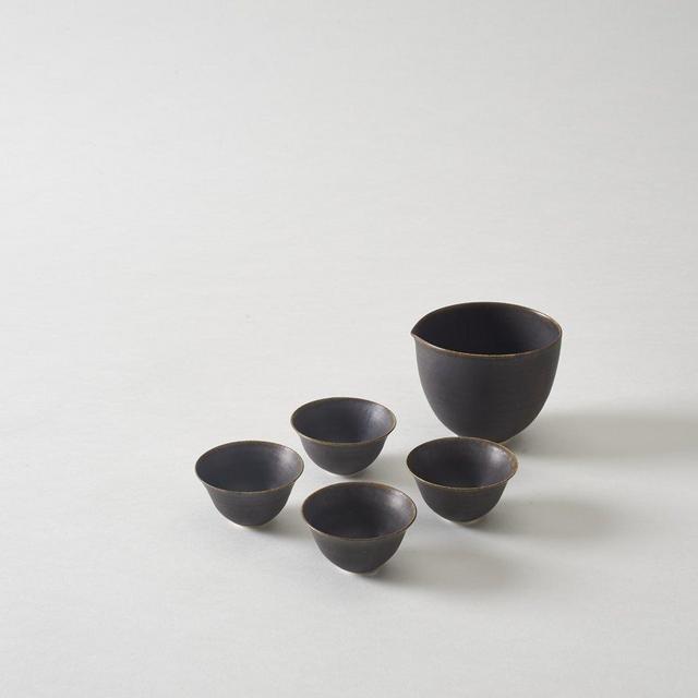 Brown Sake Cup and Bowl