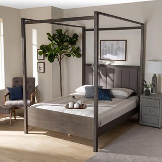 Natasha Platform Canopy Bed with Channel Tufting