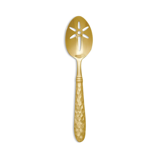 VIETRI Martellato Gold Tone Slotted Serving Spoon