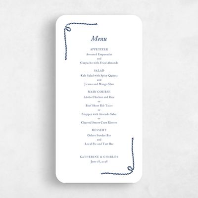 Blue Rounded Wedding Menu - Providence Letterpress
