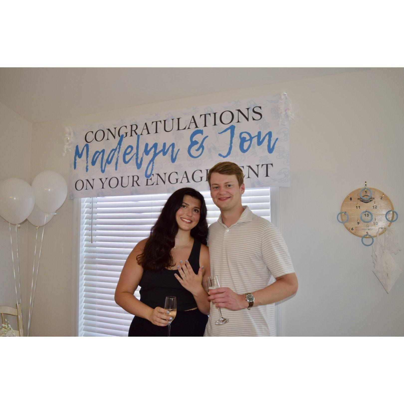 Our surprise engagement celebration! Special thanks to the Davis family!