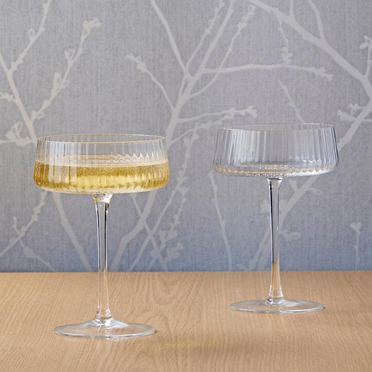 Saucer shaped store champagne glasses