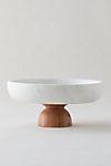 Marble + Acacia Wood Footed Serving Bowl
