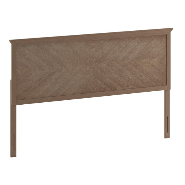 Emma and Oliver King Size Herringbone Wooden Adjustable Headboard Only in Light Brown