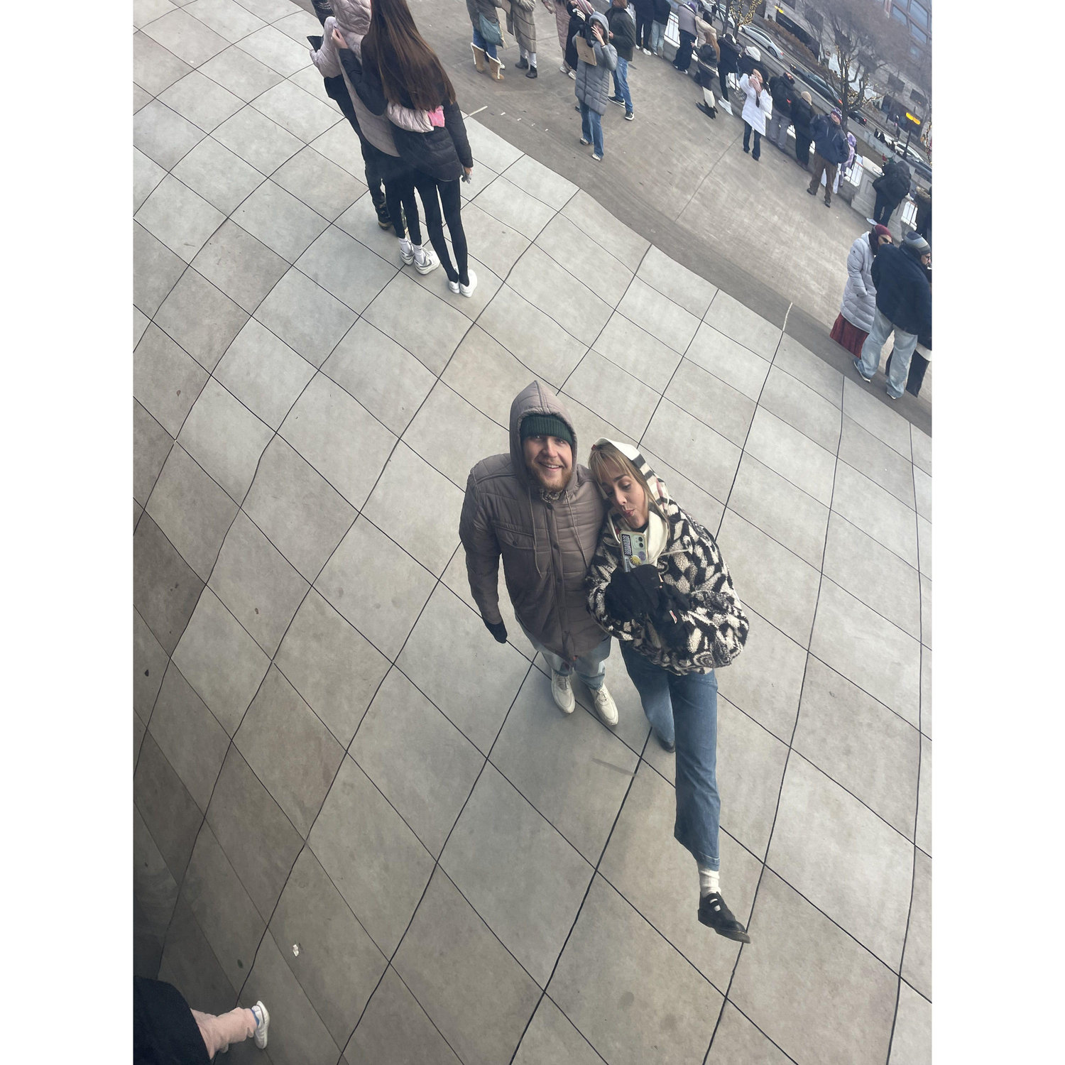 Freezing cold during Christmastime at the Chicago Bean