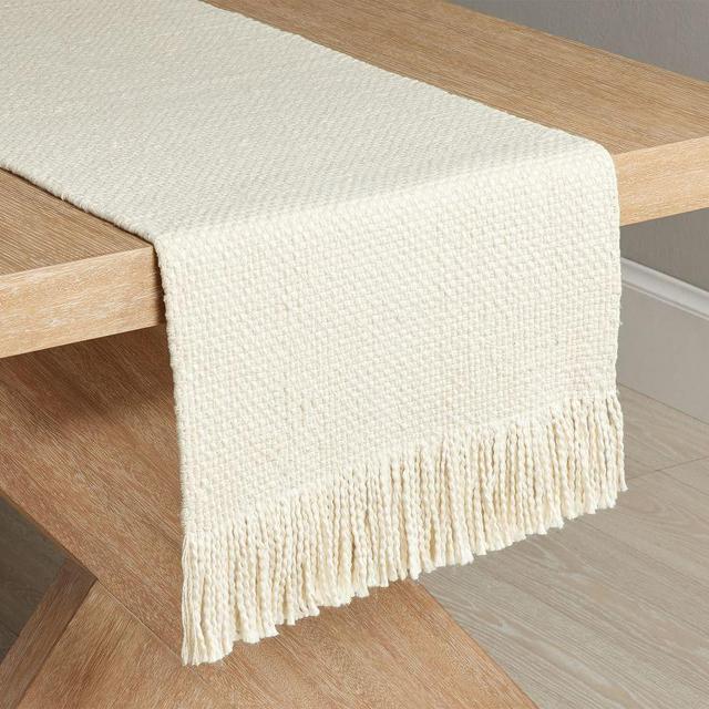 Basketweave Fringe Runner- Natural