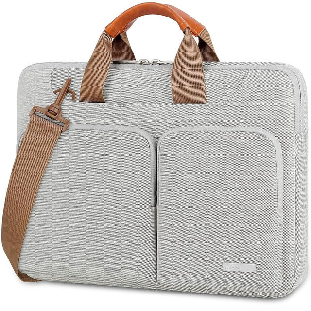 Lacdo 360° Protective Laptop Shoulder Bag, 16 inch Laptop Bag for 16 inch New MacBook Pro M4/M3/M2 /M1 Pro Max A3403 A3186 A2991 A2780 A2485 2024-2019, 15" Surface Laptop 7th Copilot+PC Computer, Gray