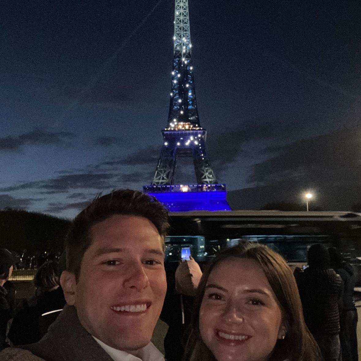 In front of the Eiffel Tower!