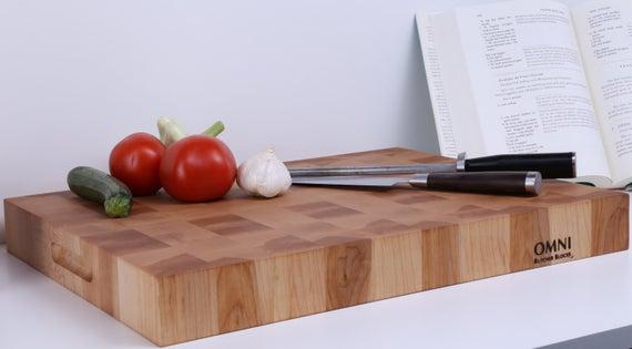 Classic All Maple, Premium Chopping Block, End Grain Butcher Block Cutting Board by Omni Butcher Blocks