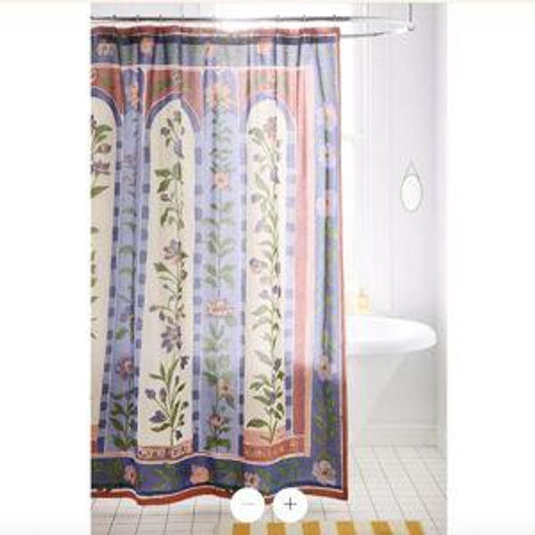 Aria Folk Floral Patterned Shower Curtain