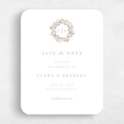 White Rounded Wedding Save the Date - Florentina Portrait