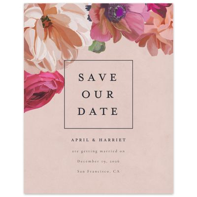 Dusty Rose, Pink Wedding Digital Save the Date - Wildrose Portrait