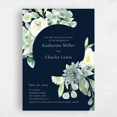 Navy, Blue Wedding Invitation - Cricket Corner