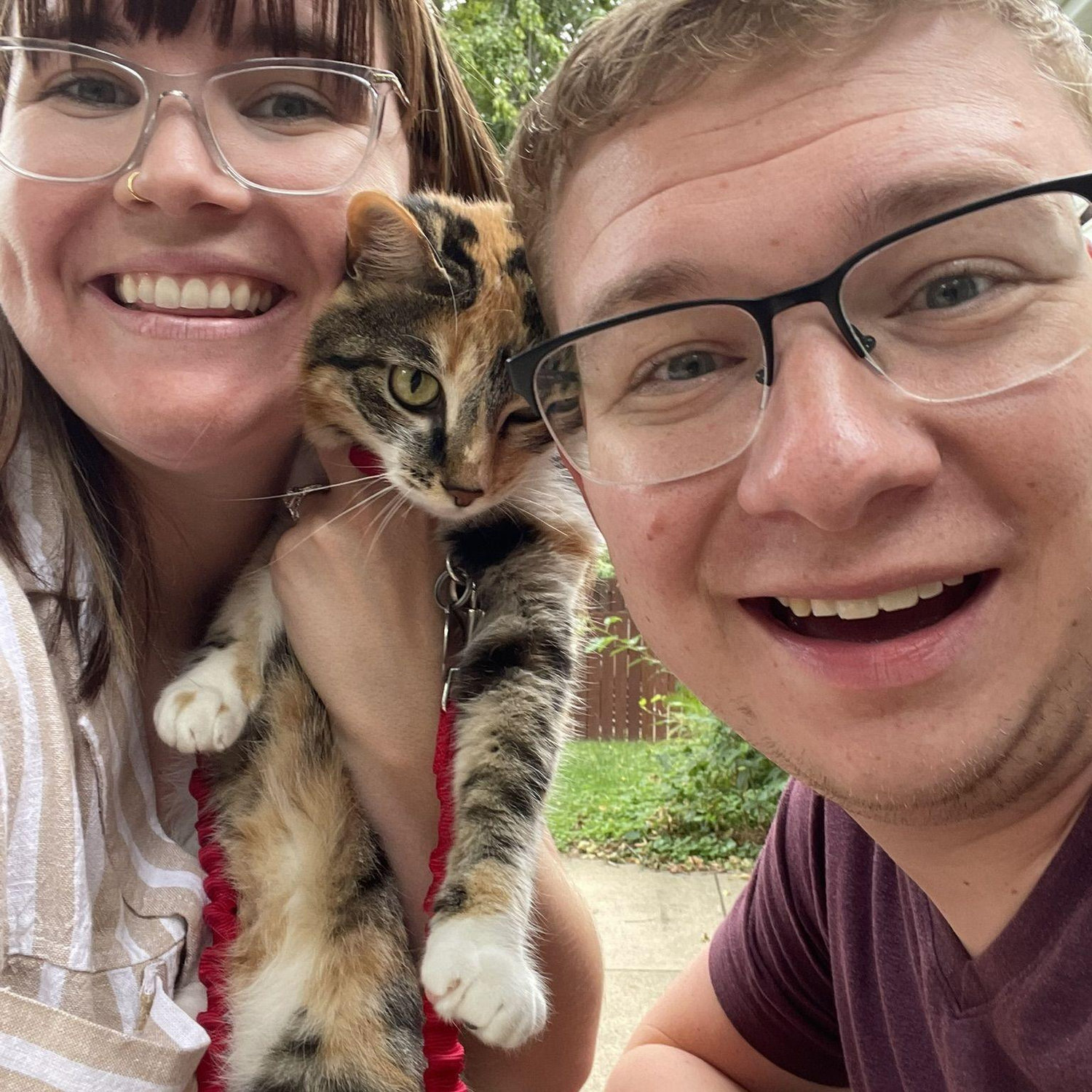 Lily loves exploring outside with mom and dad. However, she is not to be trusted unless she has her harness and leash on -- she is the queen of mischief.