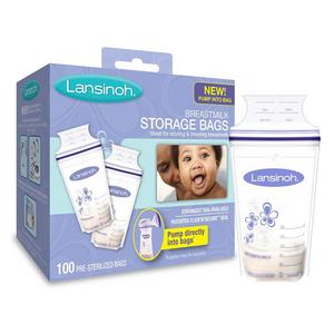 Lansinoh Breastmilk Storage Bags With Convenient Pour Spout and Patented Double Zipper Seal, Ideal for Storing and Freezing Breastmilk, 100 Count, BPA and...