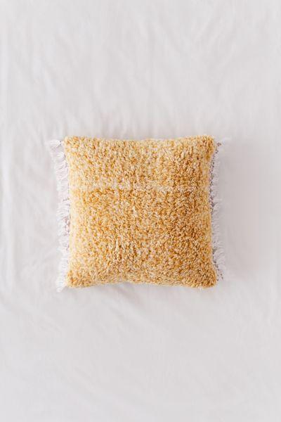 Cara Amped Fleece Fringed Throw Pillow- Light Grey