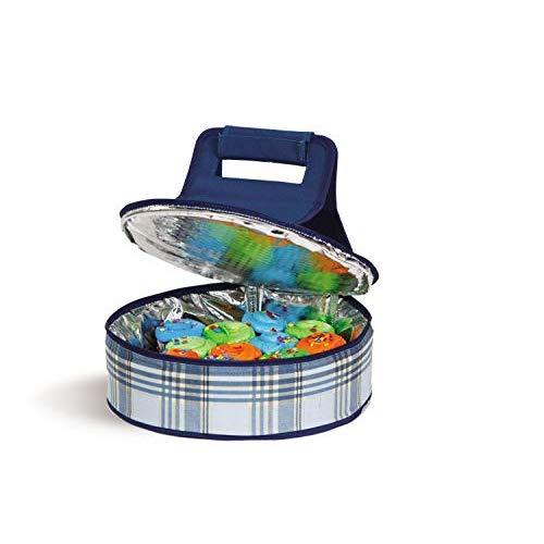 Picnic Plus Round Thermal Insulated Pie, Cake, Dessert, Appetizer Carrier Holds Up to a 12" Dish - Varsity Plaid