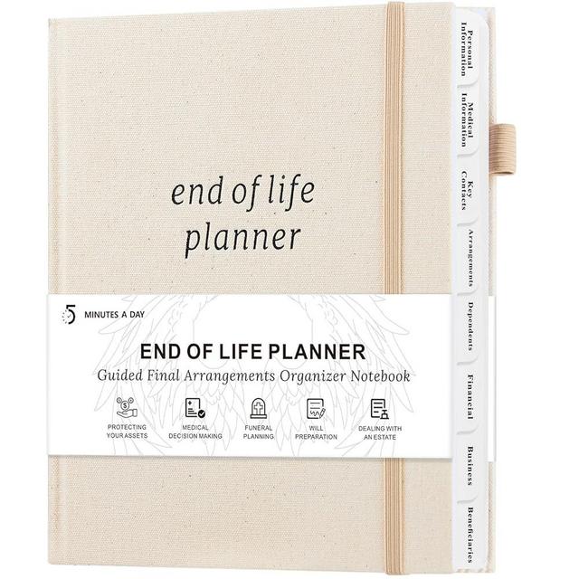 End of Life Planner, Guided Estate Planning Organizer with Tabs, Last Wish, Will Preparation, Funeral Planning, Final Arrangements Notebook for Beneficiary, in Case of Death Organizer 7.5"X9”-Beige