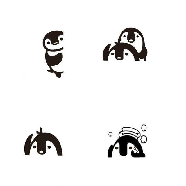 Removable Switch Stickers - 4 Cute Penguins Cartoon Wall Stickers, Light Switch Decals, Family DIY Decor Art Stickers for Kids Bedroom, Office Home Decoration