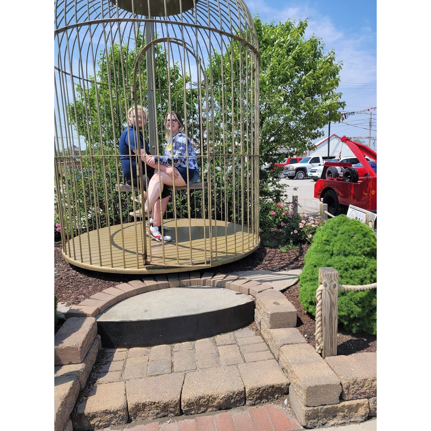 Two caged animals living life to the fullest