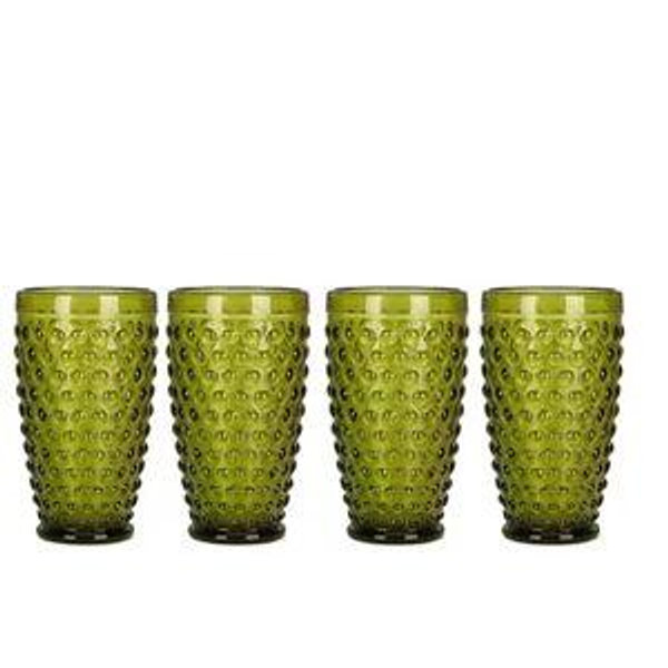 Southern Living Hobnail Glass Tumblers, Set of 4 in Green