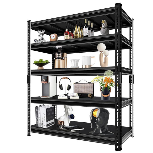 SUPPNEED 48''W Utility Garage Shelves: 2,500Lbs Heavy Duty Steel Metal Adjustable Shelving Storage Industrial Rack Units 5 Tier Black 48" W x 18" D x 78" H