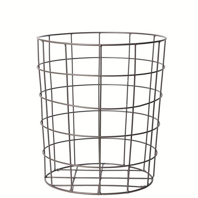 Porto Boutique Round Metal Laundry Basket - Wire Hamper for Blankets, Towels, and More - Indoor and Outdoor Storage Bin - Living Room Organization - Rustic Farmhouse Decor - Grey Utility Bin - Large